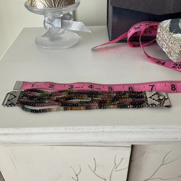 Faceted 7 strand tourmaline bracelet with unique silver clasp - Picture 7 of 10